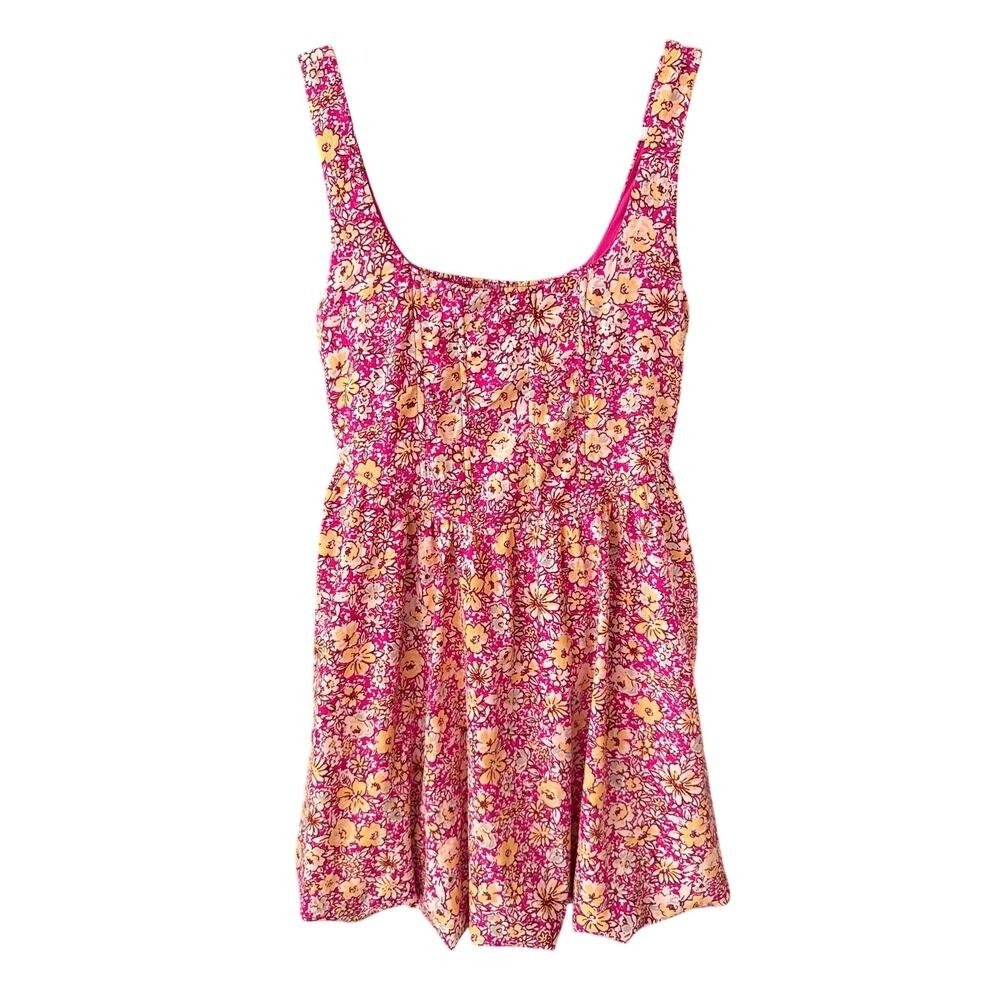 Land of the Free Liberty Fuchsia Floral Corset Mini Tank Dress Large Flirty